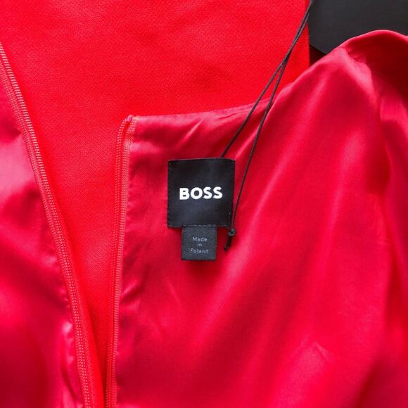 Hugo Boss Domingana Red Square Neck Sheath Dress Women's Size 10 US NWT - Picture 9 of 16